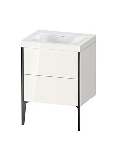Duravit XViu Waschtisch-Unterschrank XV4709NB222C 60x48cm, 2 Auszüge, ohne Hahnloch, schwarz matt, Rahmen C, weiß hochglanz