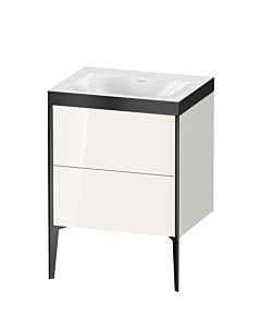 Duravit XViu Waschtisch-Unterschrank XV4709NB222P 60x48cm, 2 Auszüge, ohne Hahnloch, schwarz matt, Rahmen P, weiß hochglanz
