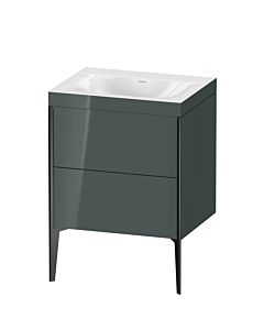 Duravit XViu Waschtisch-Unterschrank XV4709NB238C 60x48cm, 2 Auszüge, ohne Hahnloch, schwarz matt, Rahmen C, dolomiti grey hochglanz