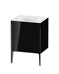 Duravit XViu Waschtisch-Unterschrank XV4709NB240C 60x48cm, 2 Auszüge, ohne Hahnloch, schwarz matt, Rahmen C, schwarz hochglanz