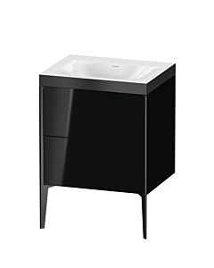 Duravit XViu Waschtisch-Unterschrank XV4709NB240P 60x48cm, 2 Auszüge, ohne Hahnloch, schwarz matt, Rahmen P, schwarz hochglanz