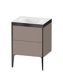 Duravit XViu vanity unit XV4709NB243P 60x48cm, 2 pull-outs, without tap hole, matt black, Rahmen P, matt basalt