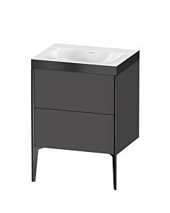 Duravit XViu Waschtisch-Unterschrank XV4709NB249P 60x48cm, 2 Auszüge, ohne Hahnloch, schwarz matt, Rahmen P, graphit matt