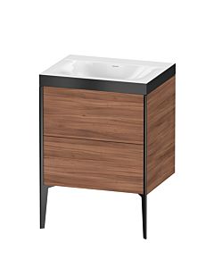 Duravit XViu vanity unit XV4709NB279P 60x48cm, 2 pull-outs, without tap hole, matt black, Rahmen P, natural walnut