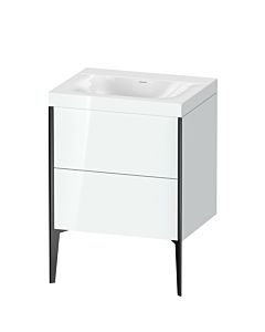Duravit Meuble sous-vasque XViu XV4709NB285C 60x48cm, 2 coulissants, sans trou pour robinet, noir mat, Rahmen C, blanc brillant