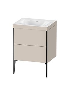 Duravit Meuble sous-vasque XViu XV4709NB291C 60x48cm, 2 coulissants, sans trou pour robinet, noir mat, Rahmen C, taupe mat