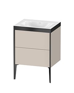 Duravit XViu vanity unit XV4709NB291P 60x48cm, 2 pull-outs, without tap hole, matt black, Rahmen P, matt taupe