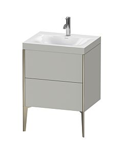 Duravit XViu vanity unit XV4709OB107C 60x48cm, 2 2000 outs, match2 tap hole, matt champagne, Rahmen C, matt concrete gray