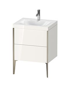 Duravit XViu Waschtisch-Unterschrank XV4709OB122C 60x48cm, 2 Auszüge, 1 Hahnloch, champagner matt, Rahmen C, weiß hochglanz