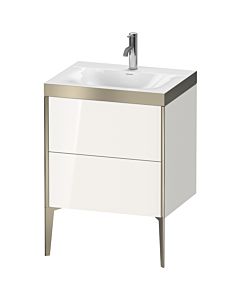Duravit XViu Waschtisch-Unterschrank XV4709OB122P 60x48cm, 2 Auszüge, 1 Hahnloch, champagner matt, Rahmen P, weiß hochglanz