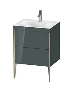 Duravit XViu Waschtisch-Unterschrank XV4709OB138C 60x48cm, 2 Auszüge, 1 Hahnloch, champagner matt, Rahmen C, dolomiti grey hochglanz