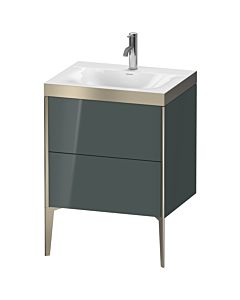 Duravit XViu Waschtisch-Unterschrank XV4709OB138P 60x48cm, 2 Auszüge, 1 Hahnloch, champagner matt, Rahmen P, dolomiti grey hochglanz