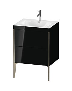 Duravit XViu vanity unit XV4709OB140C 60x48cm, 2 2000 outs, match2 tap hole, matt champagne, Rahmen C, high-gloss black