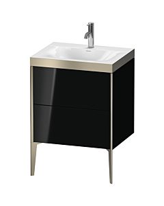 Duravit XViu vanity unit XV4709OB140P 60x48cm, 2 2000 outs, match2 tap hole, matt champagne, Rahmen P, high-gloss black