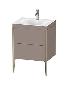 Duravit XViu Waschtisch-Unterschrank XV4709OB143C 60x48cm, 2 Auszüge, 1 Hahnloch, champagner matt, Rahmen C, basalt matt
