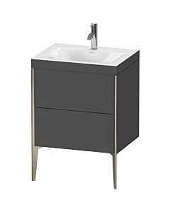 Duravit XViu vanity unit XV4709OB149C 60x48cm, 2 2000 outs, match2 tap hole, matt champagne, Rahmen C, matt graphite