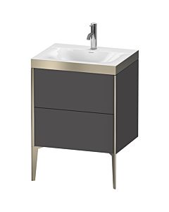 Duravit XViu vanity unit XV4709OB149P 60x48cm, 2 2000 outs, match2 tap hole, matt champagne, Rahmen P, matt graphite