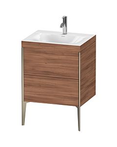Duravit XViu vanity unit XV4709OB179C 60x48cm, 2 2000 outs, match2 tap hole, matt champagne, Rahmen C, natural walnut