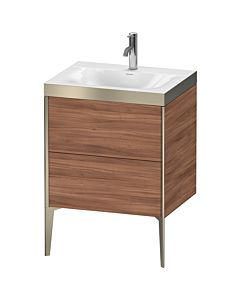 Duravit XViu vanity unit XV4709OB179P 60x48cm, 2 2000 outs, match2 tap hole, matt champagne, Rahmen P, natural walnut
