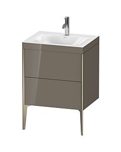 Duravit XViu Waschtisch-Unterschrank XV4709OB189C 60x48cm, 2 Auszüge, 1 Hahnloch, champagner matt, Rahmen C, flannel grey hochglanz