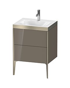Duravit XViu Waschtisch-Unterschrank XV4709OB189P 60x48cm, 2 Auszüge, 1 Hahnloch, champagner matt, Rahmen P, flannel grey hochglanz