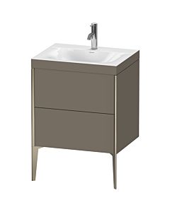 Duravit XViu Waschtisch-Unterschrank XV4709OB190C 60x48cm, 2 Auszüge, 1 Hahnloch, champagner matt, Rahmen C, flannel grey seidenmatt