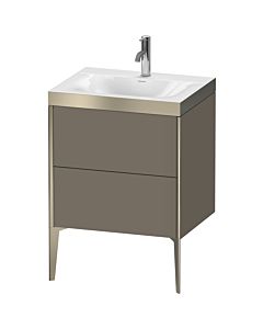 Duravit XViu Waschtisch-Unterschrank XV4709OB190P 60x48cm, 2 Auszüge, 1 Hahnloch, champagner matt, Rahmen P, flannel grey seidenmatt