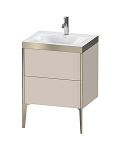 Duravit XViu vanity unit XV4709OB191P 60x48cm, 2 2000 outs, match2 tap hole, matt champagne, Rahmen P, matt taupe