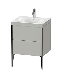 Duravit XViu vanity unit XV4709OB207C 60x48cm, 2 2000 outs, match2 tap hole, matt black, Rahmen C, matt concrete gray