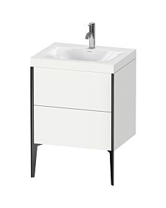 Duravit XViu vanity unit XV4709OB218C 60x48cm, 2 2000 outs, match2 tap hole, matt black, Rahmen C, matt white