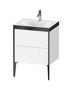 Duravit XViu Waschtisch-Unterschrank XV4709OB218P 60x48cm, 2 Auszüge, 1 Hahnloch, schwarz matt, Rahmen P, weiß matt