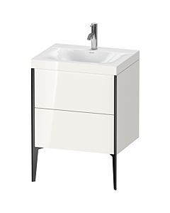Duravit XViu Waschtisch-Unterschrank XV4709OB222C 60x48cm, 2 Auszüge, 1 Hahnloch, schwarz matt, Rahmen C, weiß hochglanz