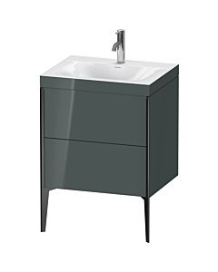 Duravit XViu meuble XV4709OB238C 60x48cm, 2 2000 - out, Match2 trou de coulée, noir mat, Rahmen C, Dolomiti gris brillant