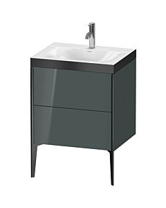 Duravit XViu vanity unit XV4709OB238P 60x48cm, 2 2000 outs, match2 tap hole, matt black, Rahmen P, dolomiti gray high gloss
