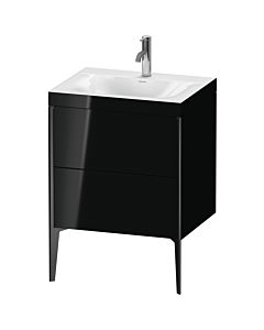 Duravit XViu vanity unit XV4709OB240C 60x48cm, 2 2000 outs, match2 tap hole, matt black, Rahmen C, high-gloss black