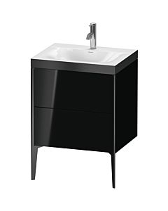 Duravit XViu vanity unit XV4709OB240P 60x48cm, 2 2000 outs, match2 tap hole, matt black, Rahmen P, high-gloss black