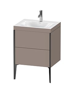 Duravit XViu vanity unit XV4709OB243C 60x48cm, 2 2000 outs, match2 tap hole, matt black, Rahmen C, matt basalt