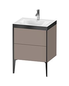 Duravit XViu Waschtisch-Unterschrank XV4709OB243P 60x48cm, 2 Auszüge, 1 Hahnloch, schwarz matt, Rahmen P, basalt matt