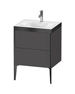 Duravit XViu Waschtisch-Unterschrank XV4709OB249P 60x48cm, 2 Auszüge, 1 Hahnloch, schwarz matt, Rahmen P, graphit matt