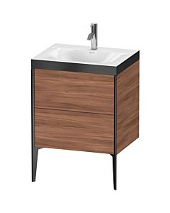 Duravit XViu vanity unit XV4709OB279P 60x48cm, 2 2000 outs, match2 tap hole, matt black, Rahmen P, natural walnut