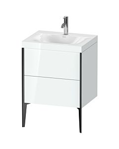 Duravit XViu Waschtisch-Unterschrank XV4709OB285C 60x48cm, 2 Auszüge, 1 Hahnloch, schwarz matt, Rahmen C, weiß hochglanz