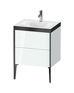 Duravit meuble XViu XV4709OB285P 60x48cm, 2 2000 - out, match3 trou de coulée, noir mat, Rahmen P, blanc haute brillance