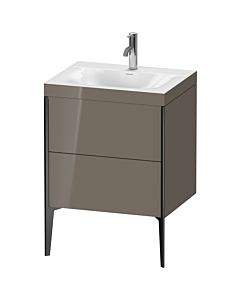 Duravit XViu meuble XV4709OB289C 60x48cm, 2 2000 - out, Match2 trou de coulée, noir mat, Rahmen C, flanelle gris brillant