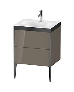 Duravit XViu Waschtisch-Unterschrank XV4709OB289P 60x48cm, 2 Auszüge, 1 Hahnloch, schwarz matt, Rahmen P, flannel grey hochglanz
