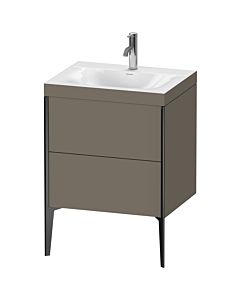 Duravit XViu Waschtisch-Unterschrank XV4709OB290C 60x48cm, 2 Auszüge, 1 Hahnloch, schwarz matt, Rahmen C, flannel grey seidenmatt