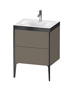 Duravit meuble XViu XV4709OB290P 60x48cm, 2 2000 - out, Match2 trou de coulée, noir mat, Rahmen P, flanelle gris mat de soie