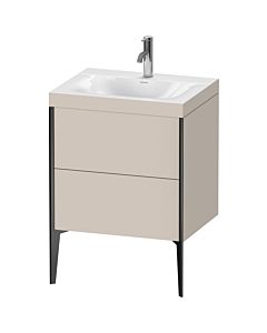 Duravit XViu vanity unit XV4709OB291C 60x48cm, 2 2000 outs, match2 tap hole, matt black, Rahmen C, matt taupe