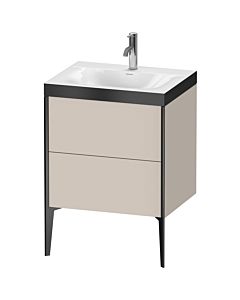 Duravit XViu vanity unit XV4709OB291P 60x48cm, 2 2000 outs, match2 tap hole, matt black, Rahmen P, matt taupe