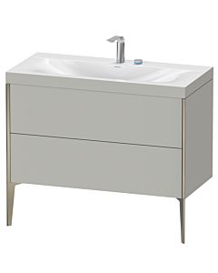 Duravit XViu vanity unit XV4711EB107C 100x48cm, 2 pull-outs, 2 tap holes, matt champagne, Rahmen C, matt concrete gray
