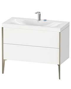 Duravit XViu Waschtisch-Unterschrank XV4711EB118C 100x48cm, 2 Auszüge, 2 Hahnlöcher, champagner matt, Rahmen C, weiß matt